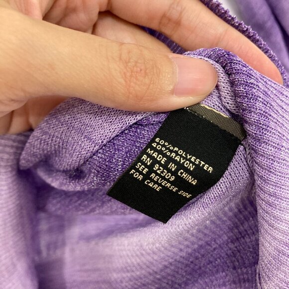 New DG2 Diane Gilman size XL Purple Crew Neck Puff Sleeve Light Knit Sweater - Picture 2 of 9